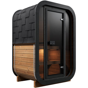 SaunaSupply 2 Person Outdoor Thermowood Cube Sauna - SKOG Compact Original Edition | Includes Heater & Accessories