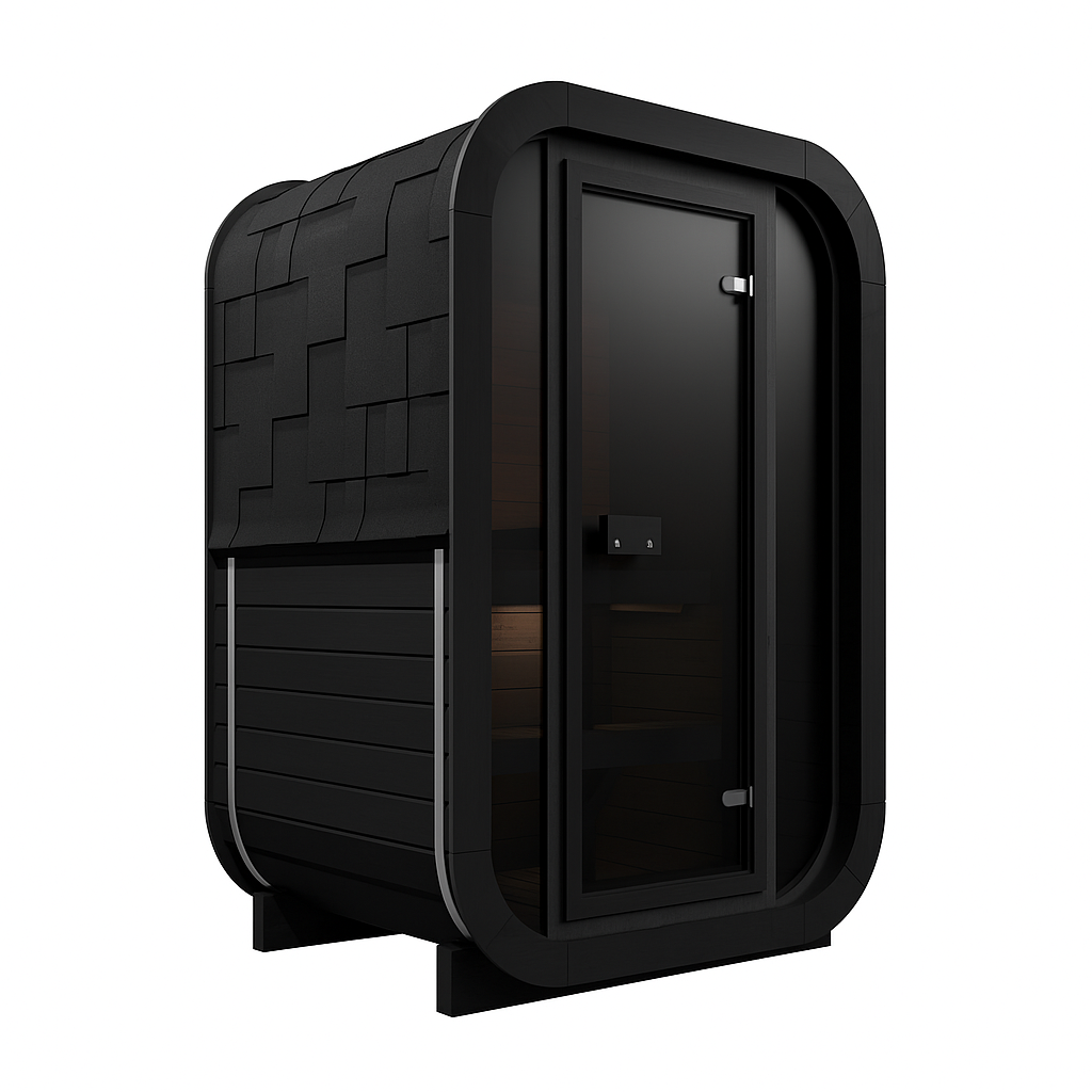 SaunaSupply ULLA Thermowood Outdoor Sauna (painted black on outside) - 2 Person
