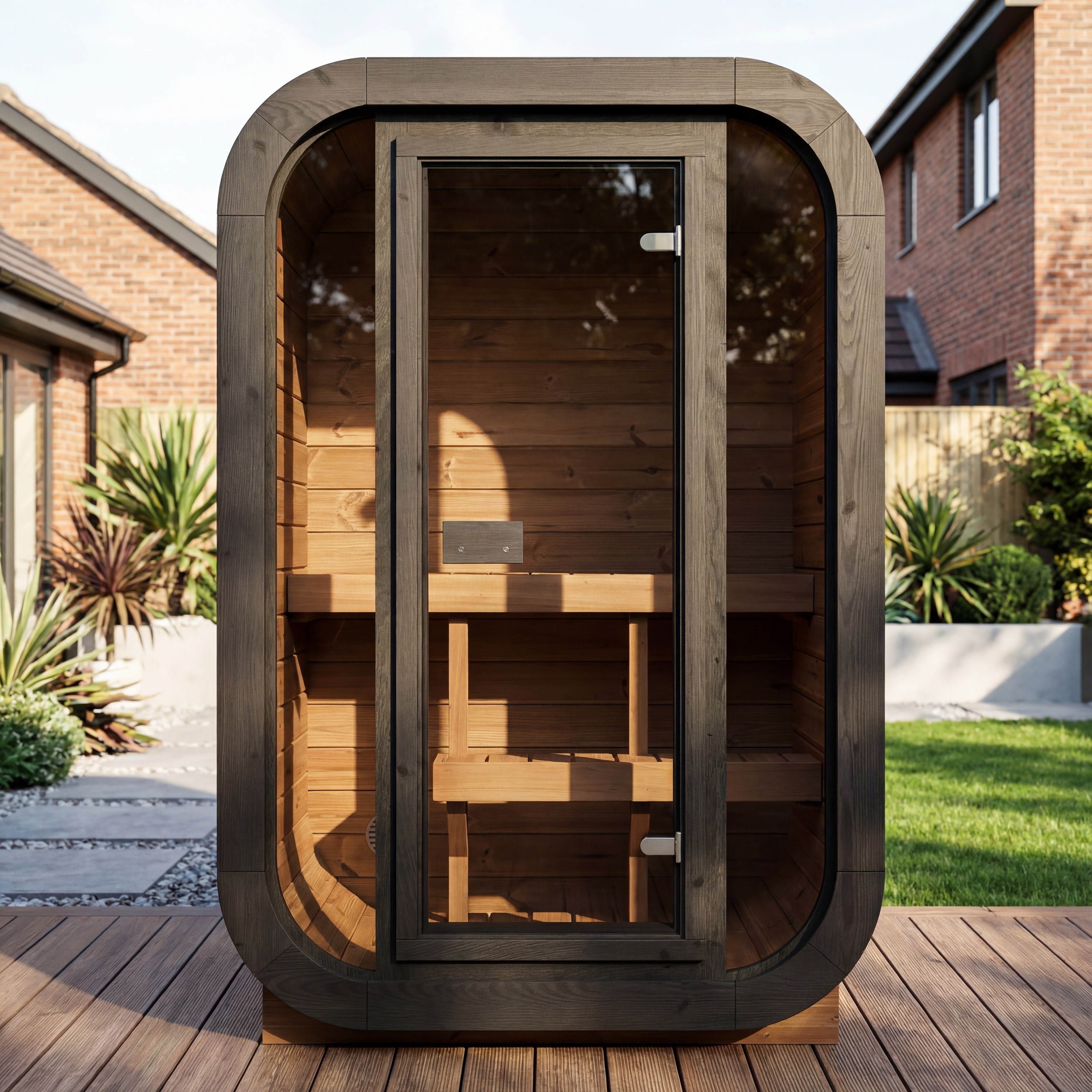 SaunaSupply 2 Person Outdoor Thermowood Cube Sauna - SKOG Compact Original Edition | Includes Heater & Accessories