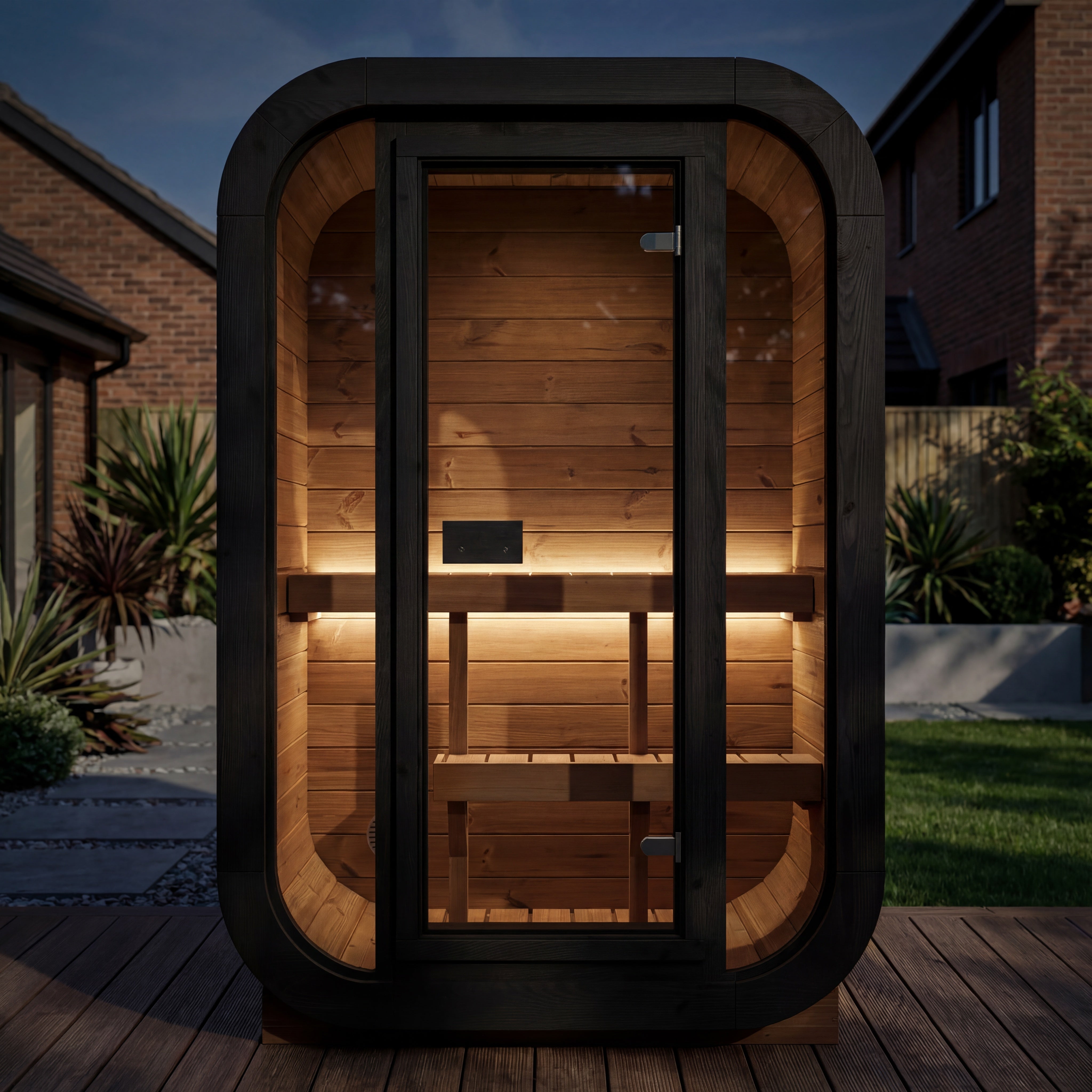 SaunaSupply 2 Person Outdoor Thermowood Cube Sauna - SKOG Compact Original Edition | Includes Heater & Accessories
