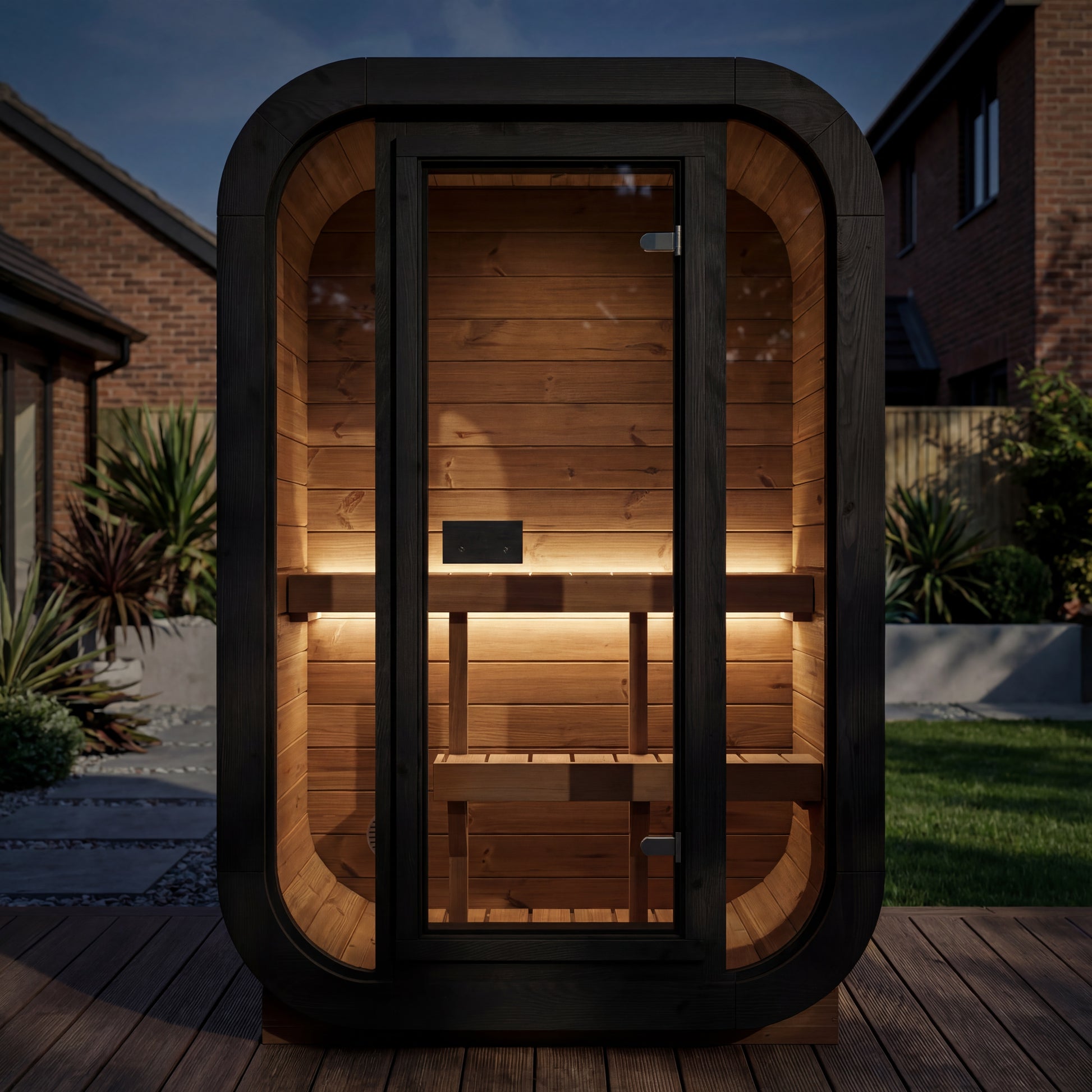 SaunaSupply 2 Person Outdoor Thermowood Cube Sauna - SKOG Compact Original Edition | Includes Heater & Accessories