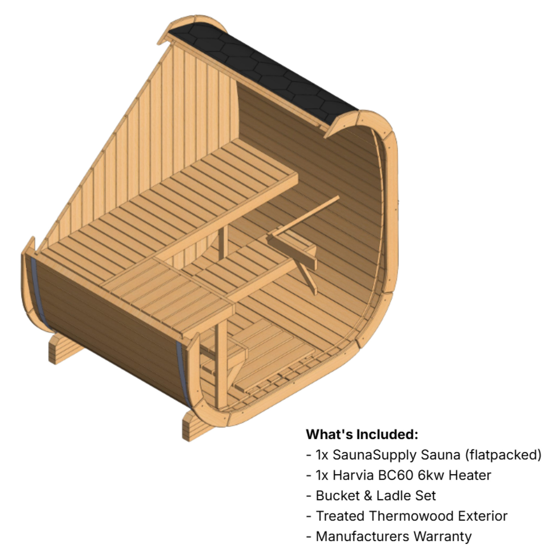 SaunaSupply 4-5 Person Extra Large Outdoor Thermowood Cube Sauna - ALASKA Edition | Includes Heater & Accessories