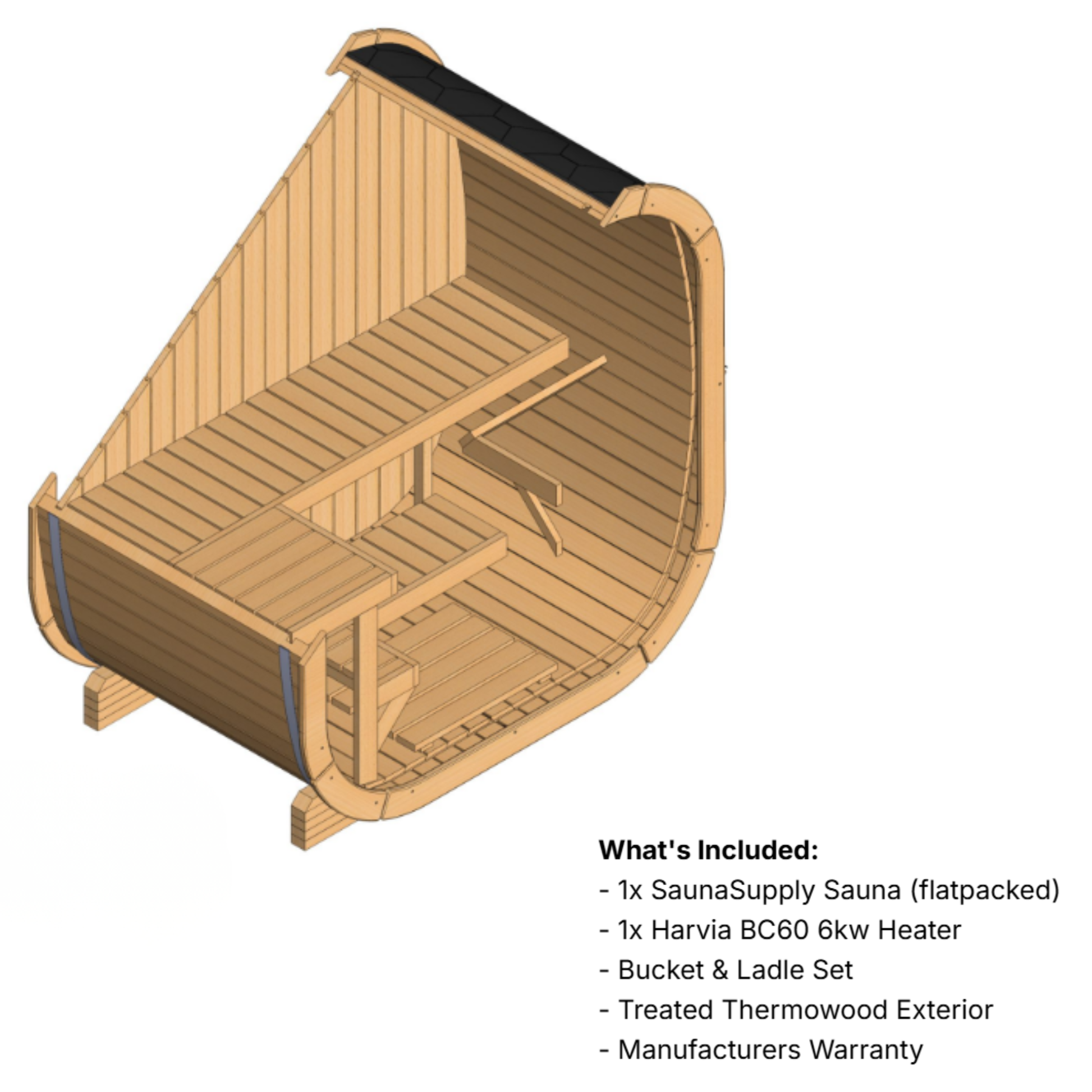 SaunaSupply 3-4 Person Large Outdoor Thermowood Cube Sauna - ALASKA Edition | Includes Heater & Accessories