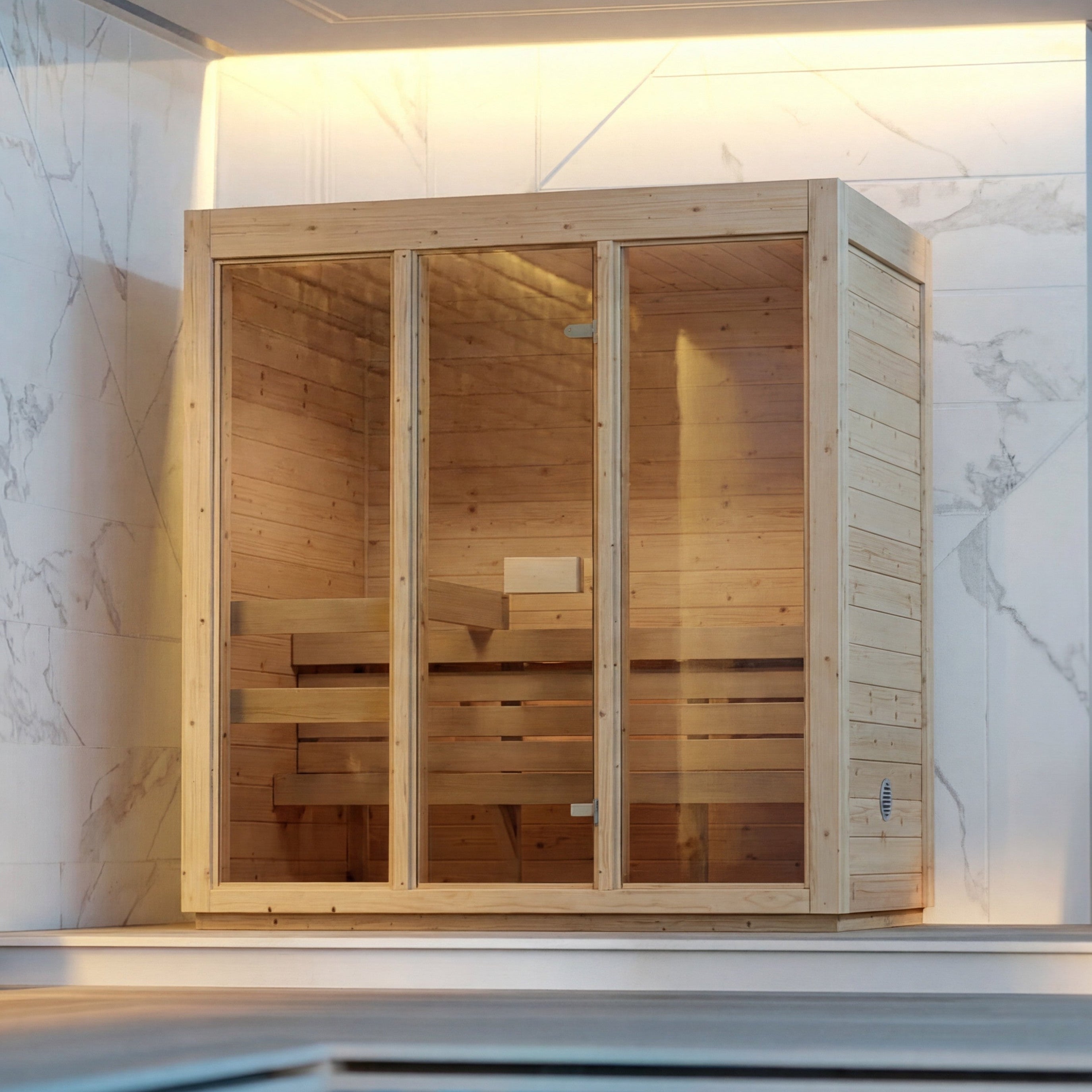 SaunaSupply 3-4 Person Dry Pine Indoor Sauna - ALLA Edition | Includes Heater & Accessories