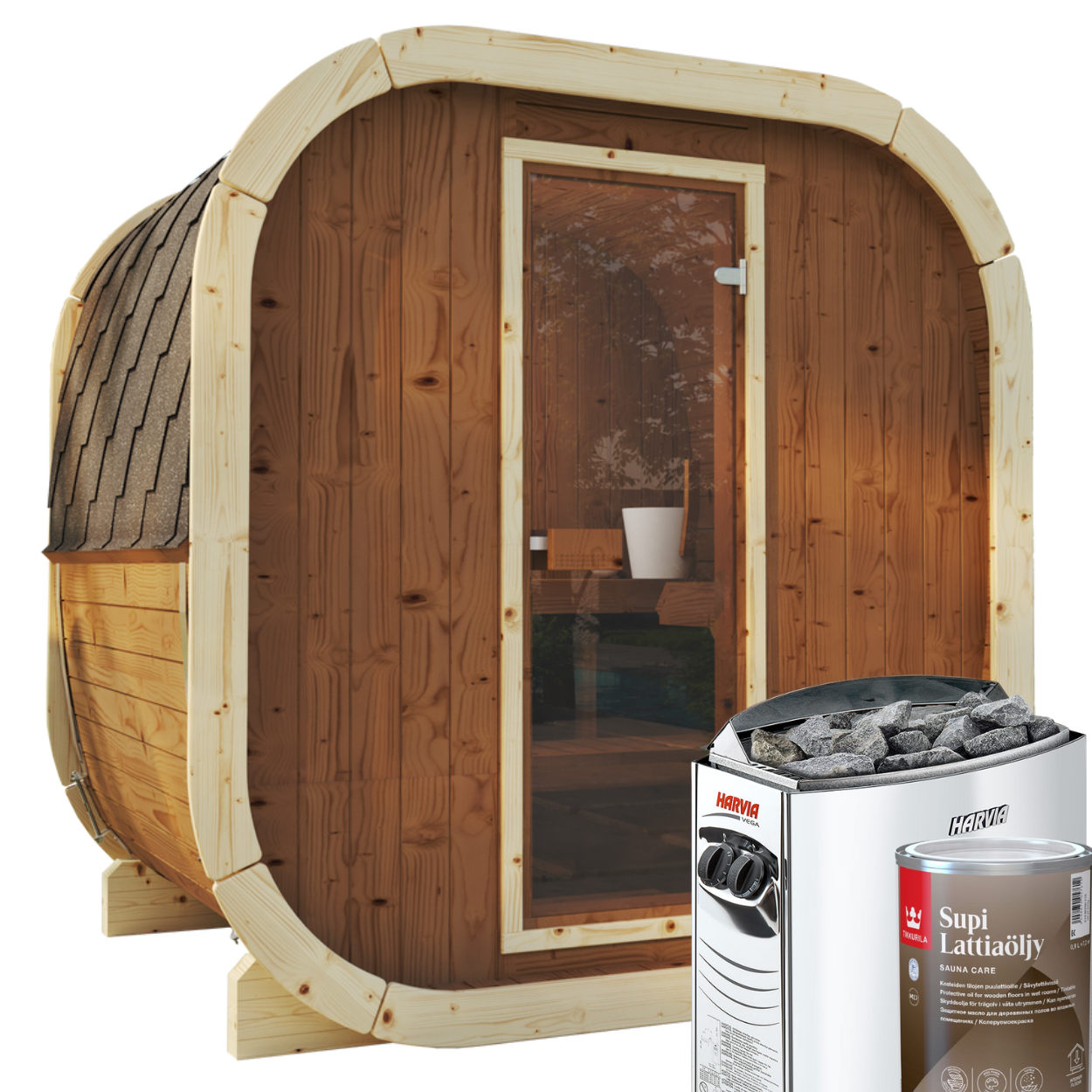 3-4 Person Outdoor Premium Thermowood Cube Sauna Bundle - ALASKA 130 Edition | Home & Garden | Includes Harvia BC60 Heater, LED Lights & SupiOil Protection