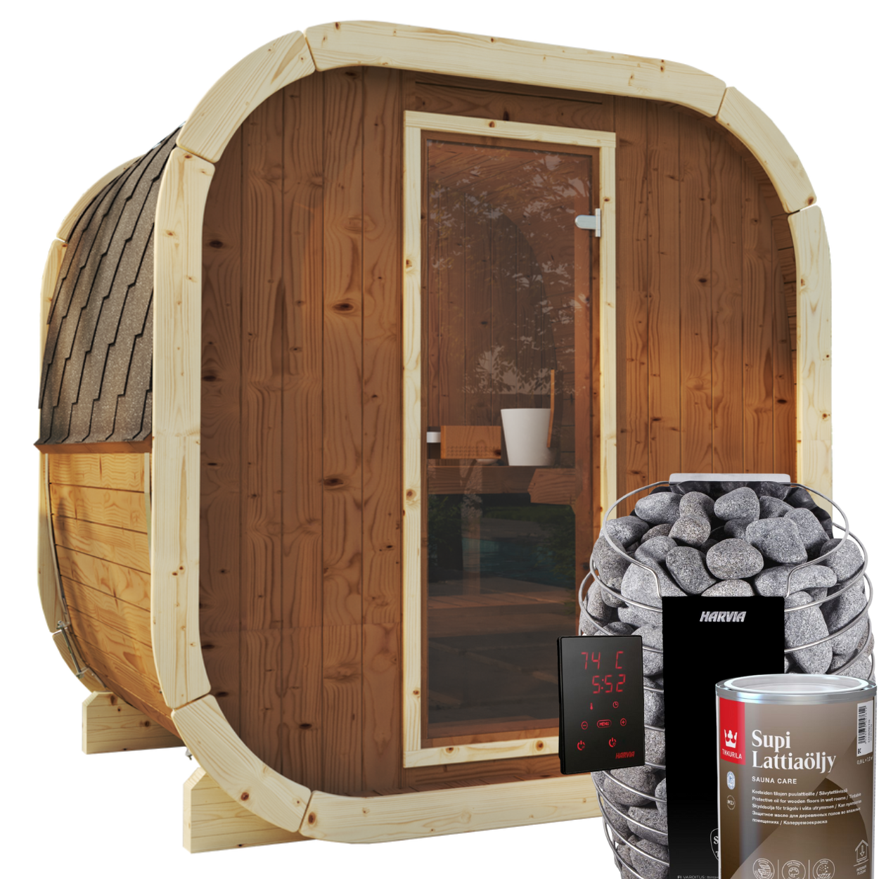 3-4 Person Outdoor Premium Thermowood Cube Sauna Bundle - ALASKA 130 Edition | Home & Garden | Includes Harvia Spirit WiFi Heater, LED Lights & SupiOil Protection