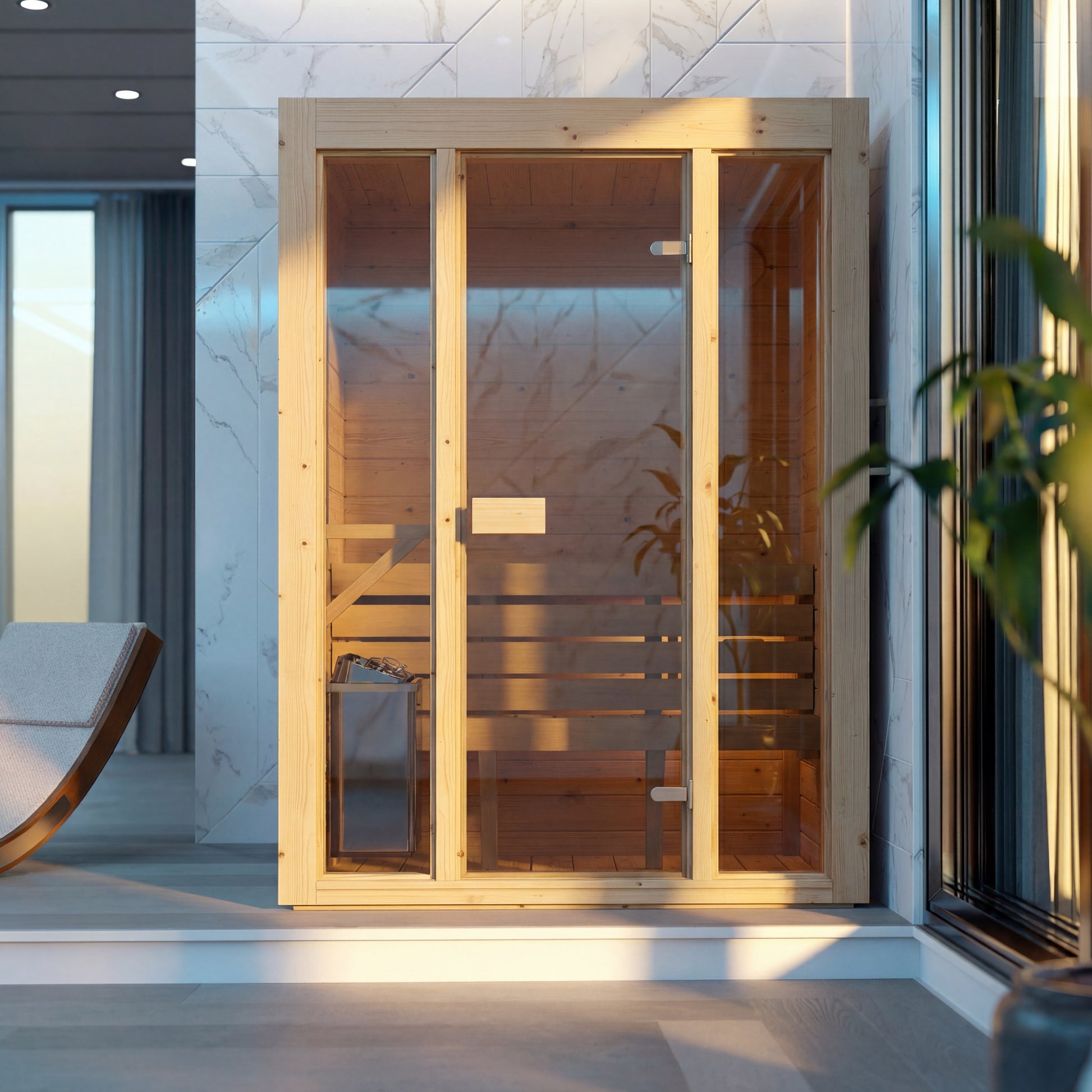 SaunaSupply 1-2 Person Dry Pine Indoor Sauna - ALLA Compact Edition | Includes Heater & Accessories (new)