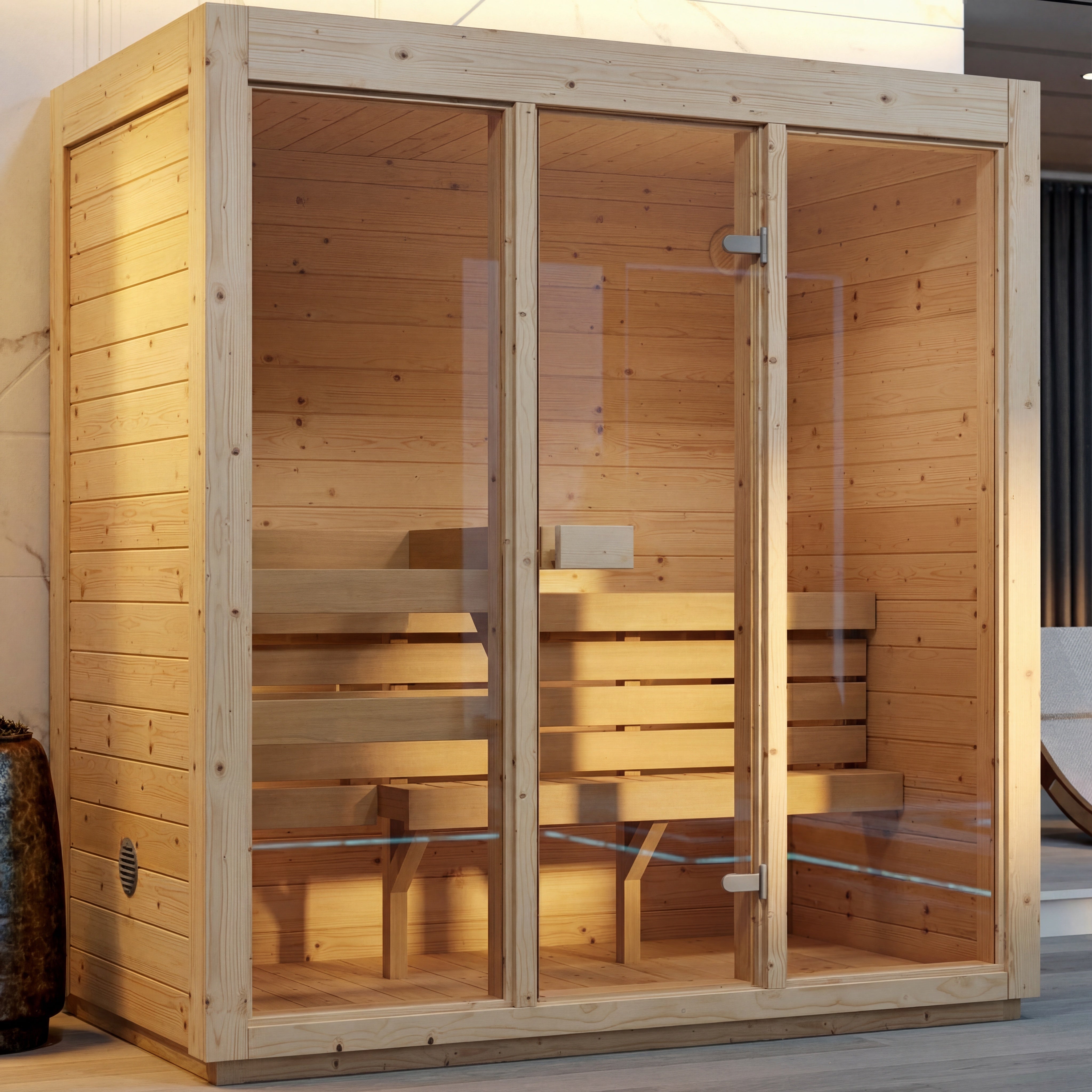 SaunaSupply 3-4 Person Dry Pine Indoor Sauna - ALLA Edition | Includes Heater & Accessories