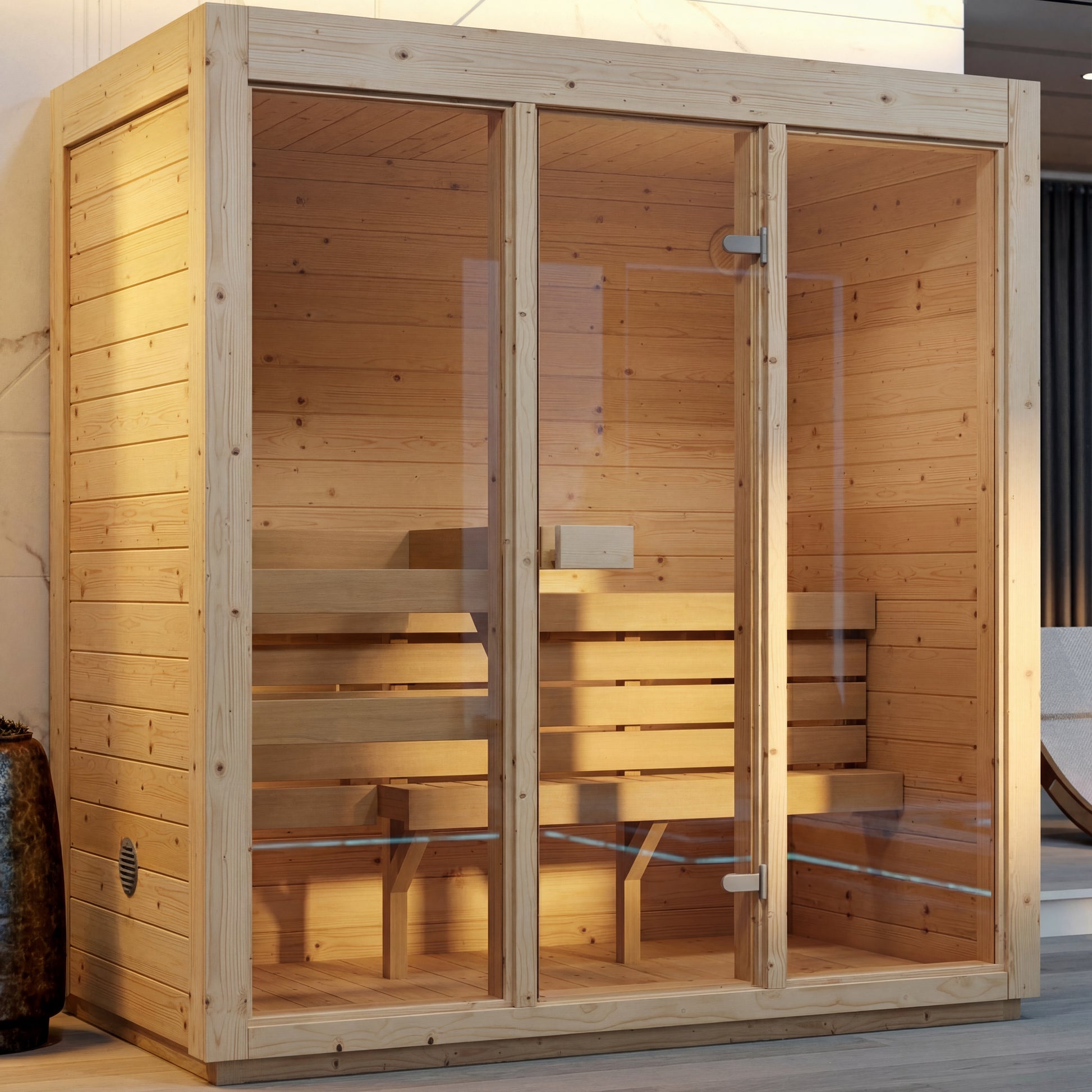 SaunaSupply 3-4 Person Dry Pine Indoor Sauna - ALLA Edition | Includes Heater & Accessories