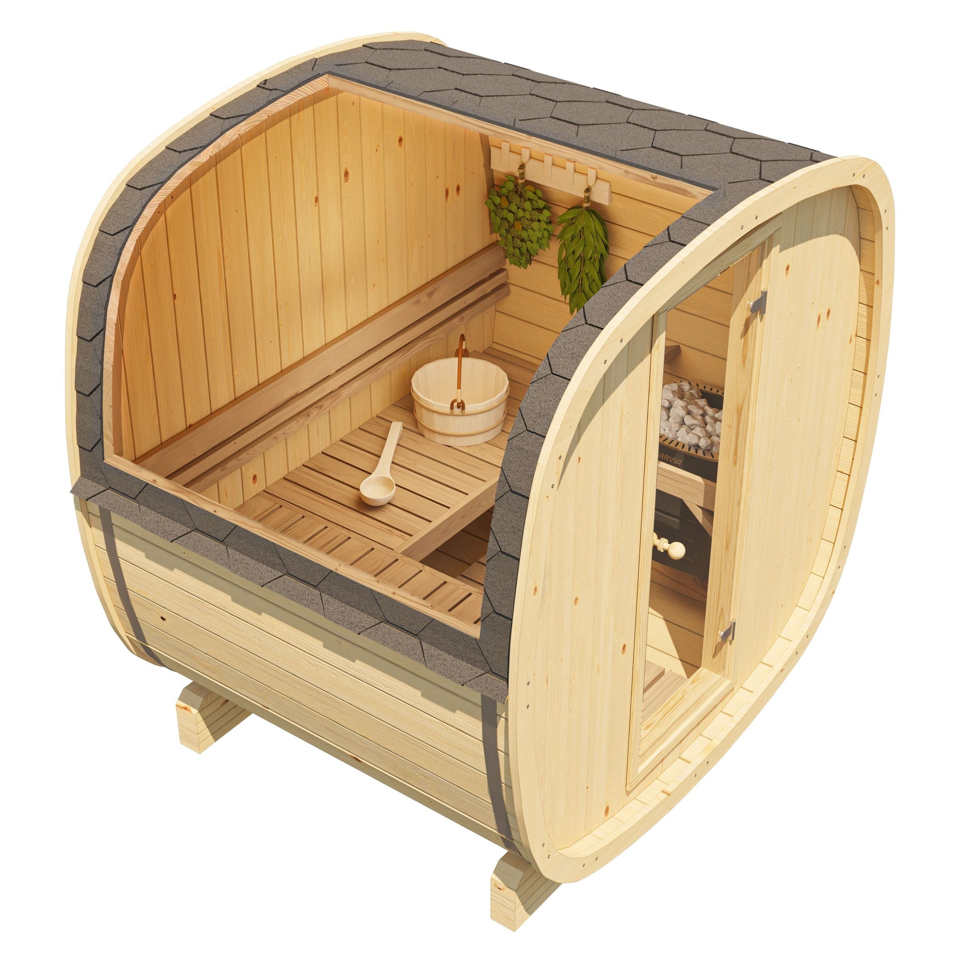SaunaSupply UKU 160 Thermowood Outdoor Cube Sauna - 3/4 Person