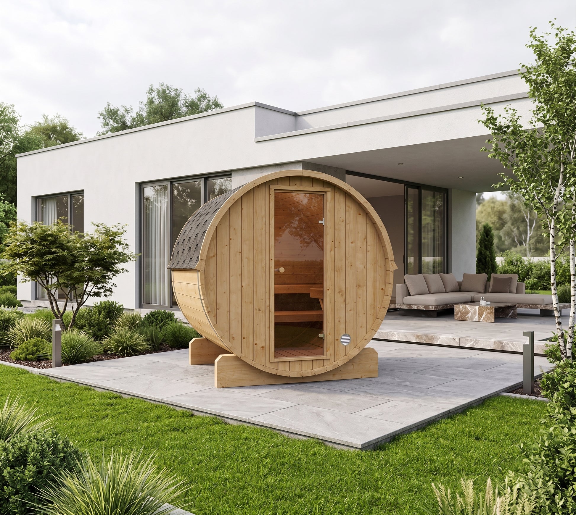 Outdoor 3-4 Person Nordic Spruce Barrel Sauna - SKOG 4 Edition | Home & Garden