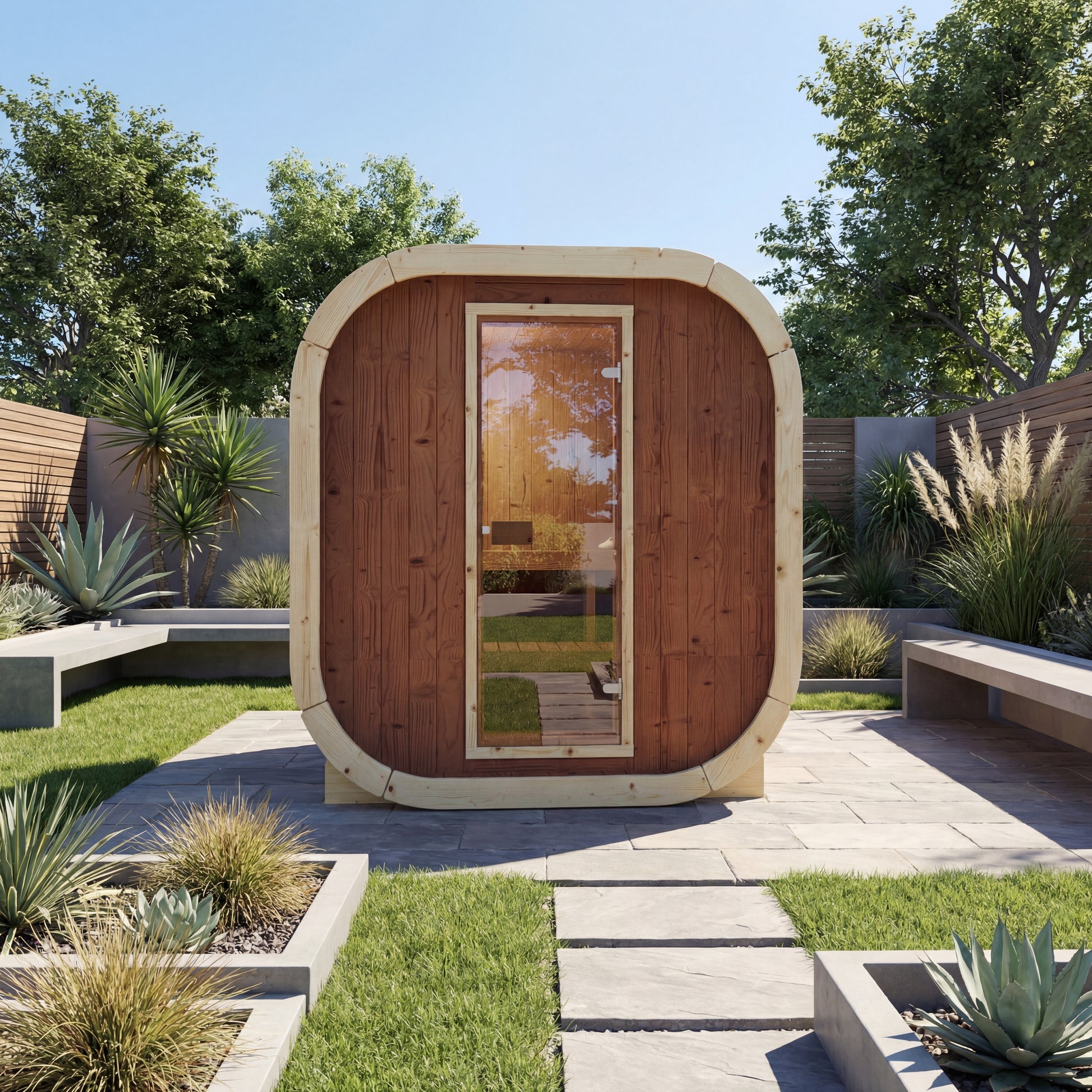 3-4 Person Outdoor Premium Thermowood Cube Sauna Bundle - ALASKA 130 Edition | Home & Garden | Includes Harvia BC60 Heater, LED Lights & SupiOil Protection