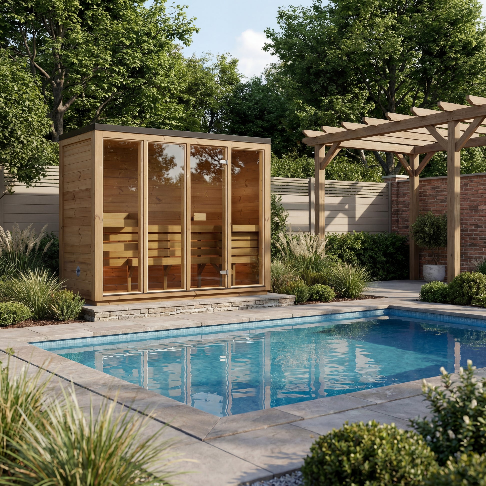 SaunaSupply 4 Person Outdoor Thermowood Cube Sauna - ELLA XL Edition | Includes Heater & Accessories (new)