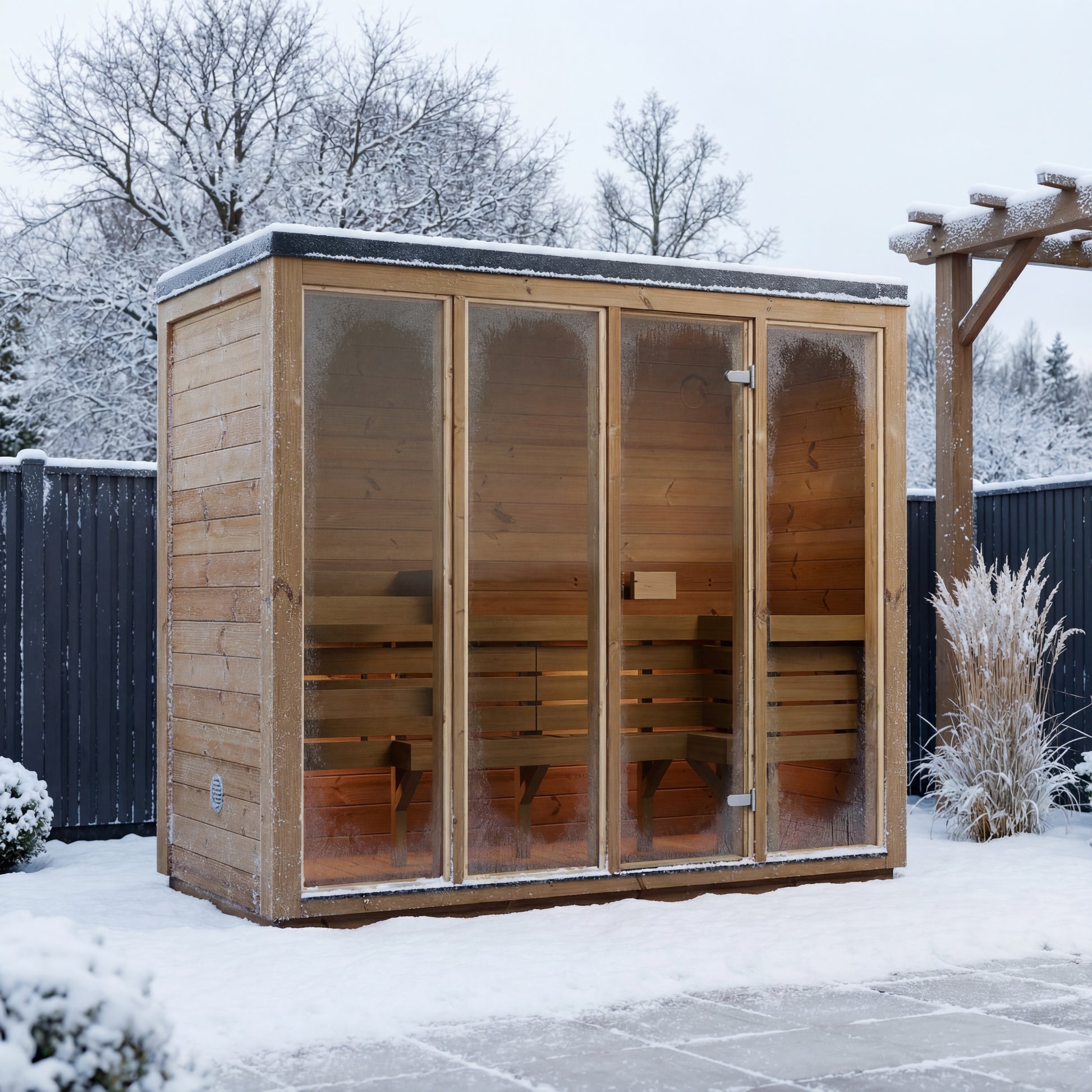 SaunaSupply 4 Person Outdoor Thermowood Cube Sauna - ELLA XL Edition | Includes Heater & Accessories (new)