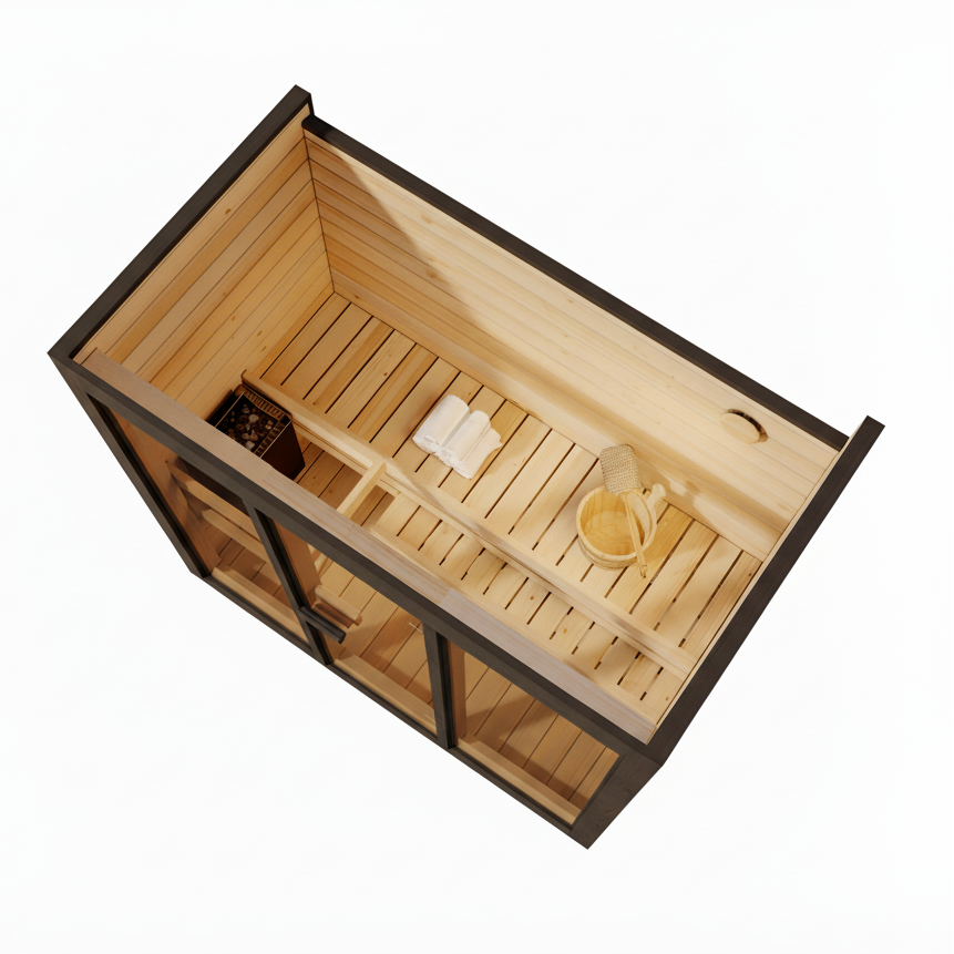 SaunaSupply 3-4 Person Outdoor Thermowood Cube Sauna - ELLA Black Edition | Includes Heater & Accessories