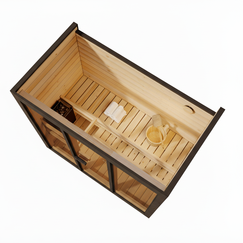 SaunaSupply 4 Person Outdoor Thermowood Cube Sauna - ELLA XL Black Edition | Includes Heater & Accessories