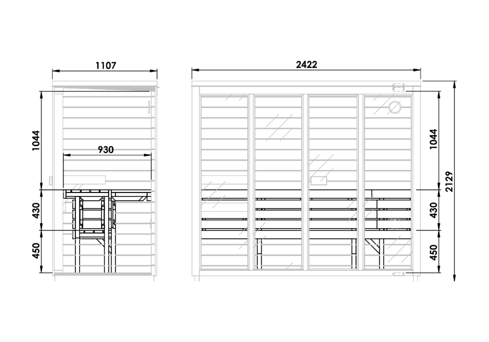 SaunaSupply 4 Person Outdoor Thermowood Cube Sauna - ELLA XL Black Edition | Includes Heater & Accessories