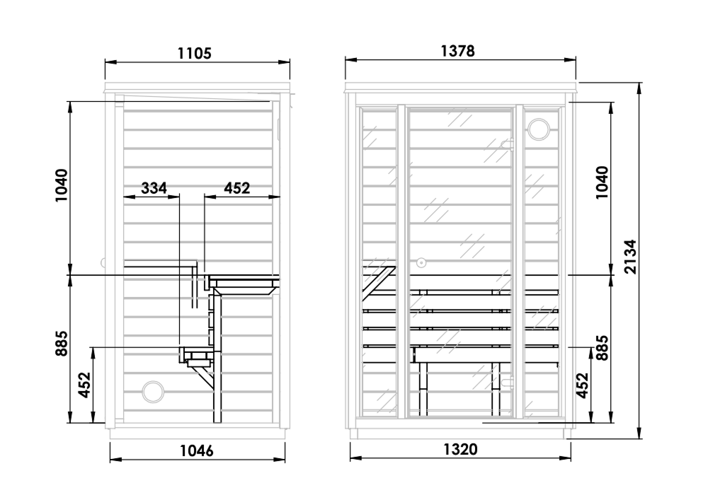 SaunaSupply 1-2 Person Outdoor Thermowood Cube Sauna - ELLA Compact Black Edition | Includes Heater & Accessories