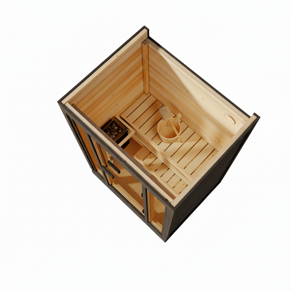 SaunaSupply 1-2 Person Outdoor Thermowood Cube Sauna - ELLA Compact Black Edition | Includes Heater & Accessories