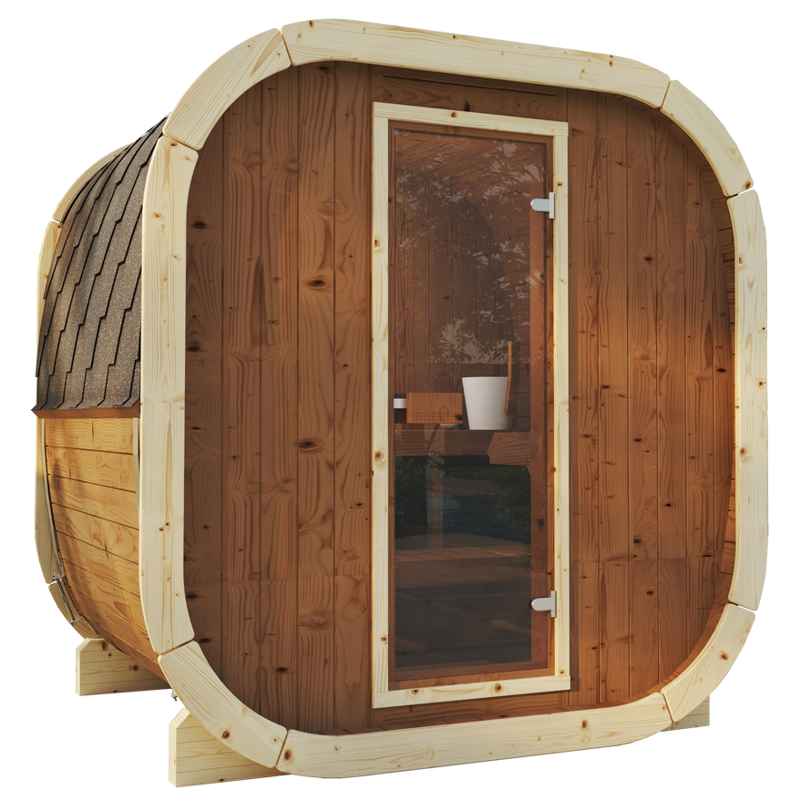 3-4 Person Outdoor Premium Thermowood Cube Sauna Bundle - ALASKA 130 Edition | Home & Garden | Includes Harvia BC60 Heater, LED Lights & SupiOil Protection