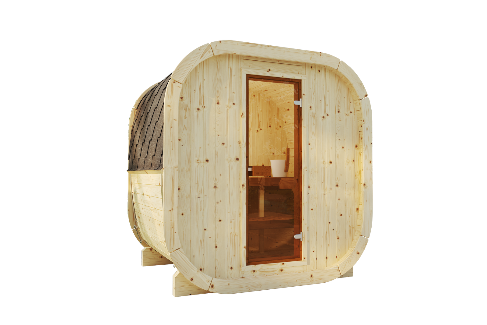 SaunaSupply EKE130 Cube Thermowood 4 Person Outdoor Sauna - Includes Bucket, Ladle, Thermometor, SupiOil