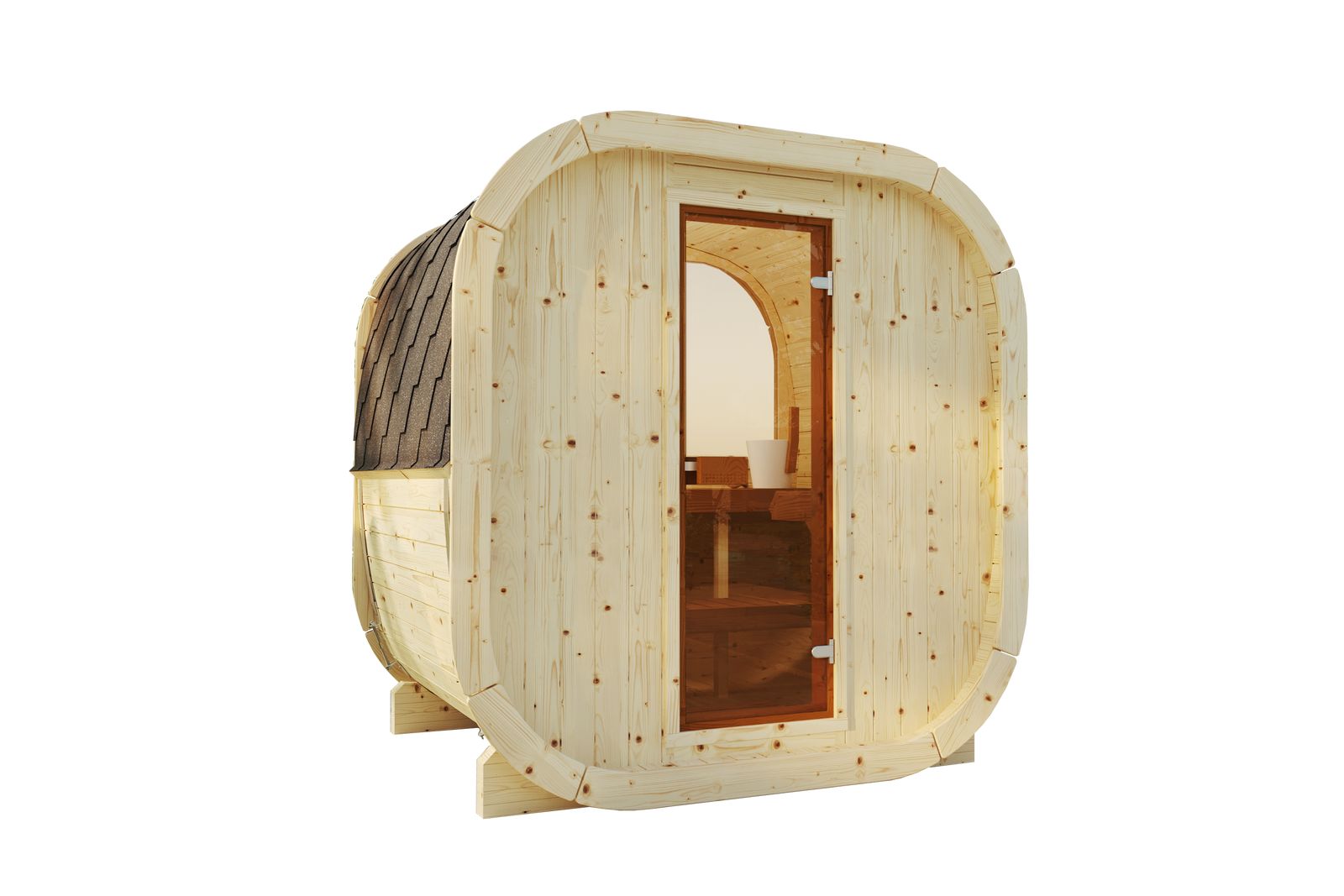 SaunaSupply EKE130 Cube Thermowood 4 Person Outdoor Sauna - Includes Bucket, Ladle, Thermometor, SupiOil