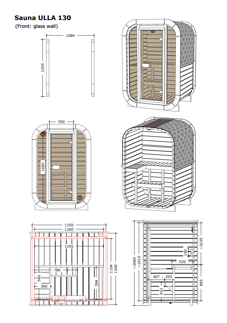 SaunaSupply ULLA130 Thermowood 2 Person Outdoor Sauna (colour white) - Includes Bucket, Ladle, Thermometor, SupiOil