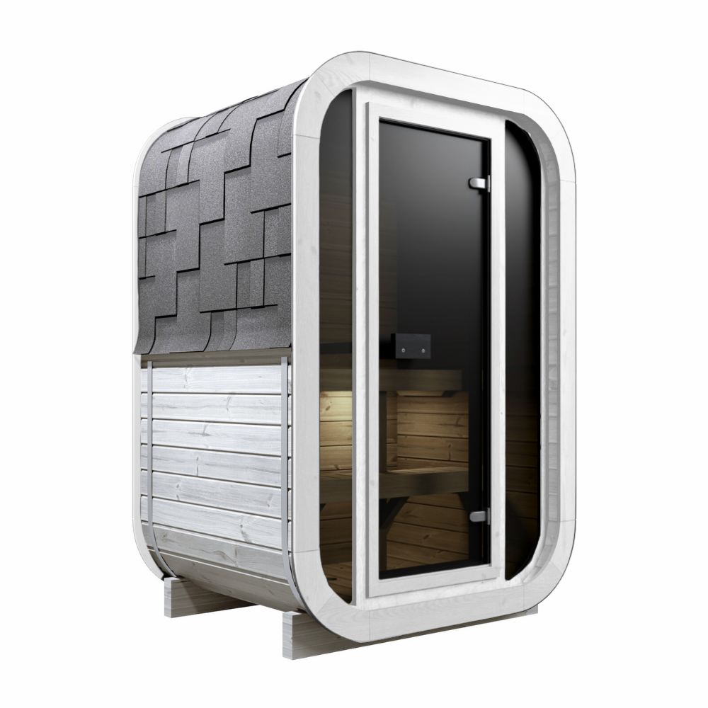 SaunaSupply ULLA130 Thermowood 2 Person Outdoor Sauna (colour white) - Includes Bucket, Ladle, Thermometor, SupiOil