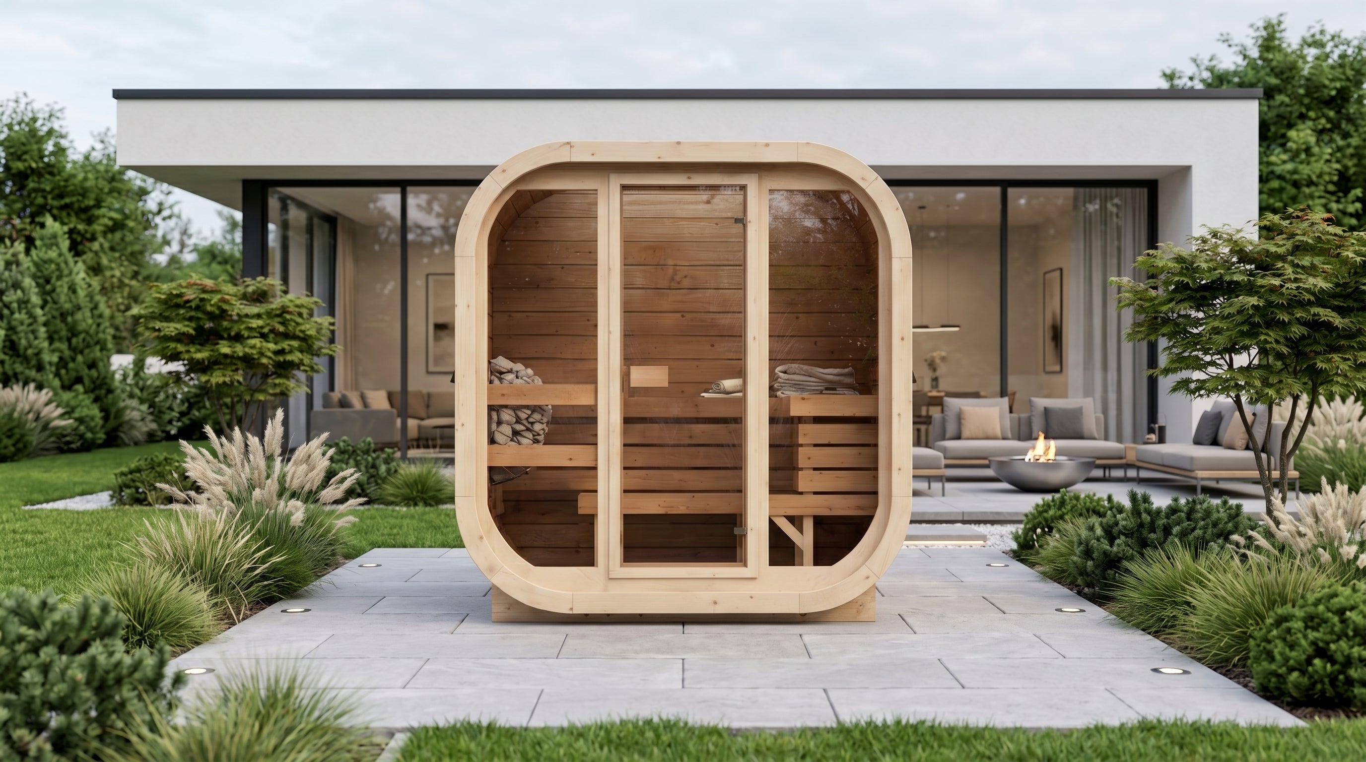 2-3 Person Outdoor Premium Thermowood Cube Sauna - ILLI H2 Edition | Home & Garden