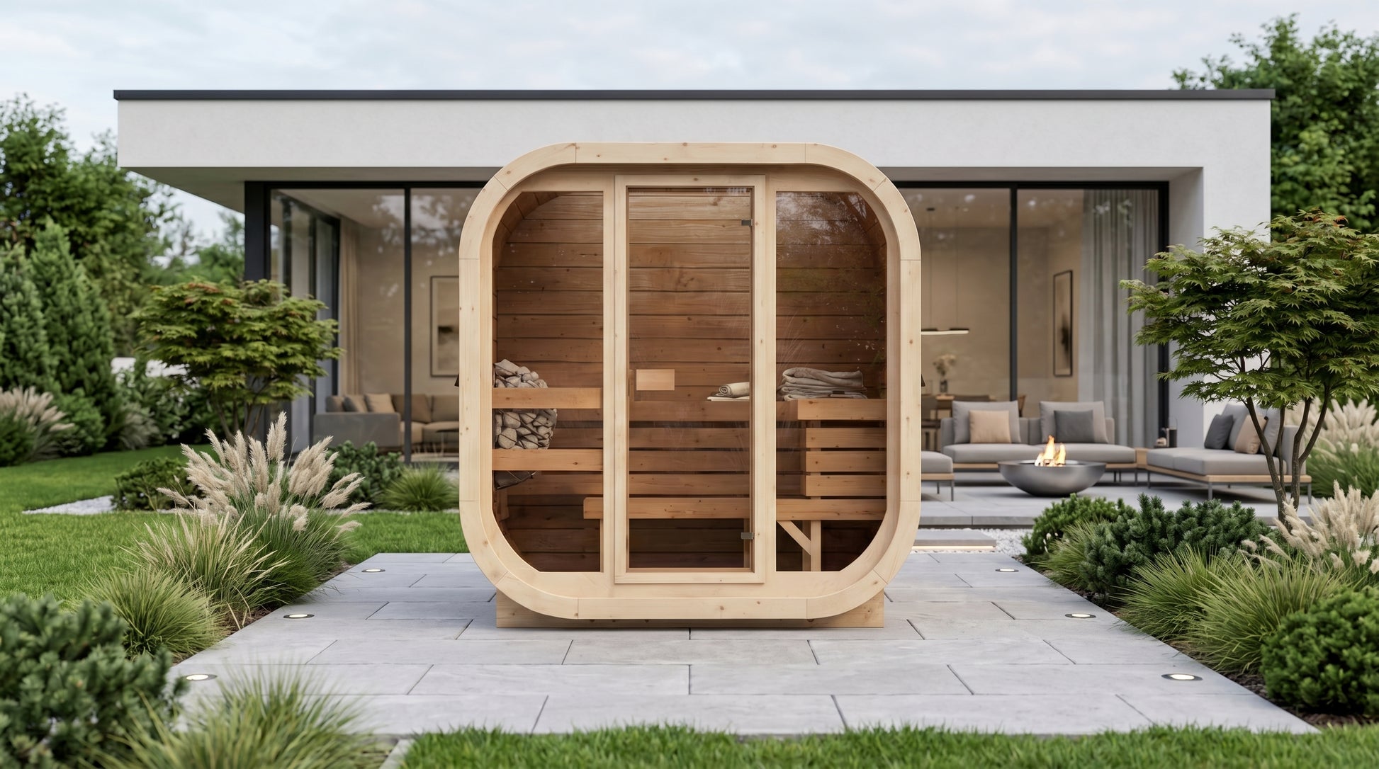 2-3 Person Outdoor Premium Thermowood Cube Sauna - ILLI H2 Edition | Home & Garden