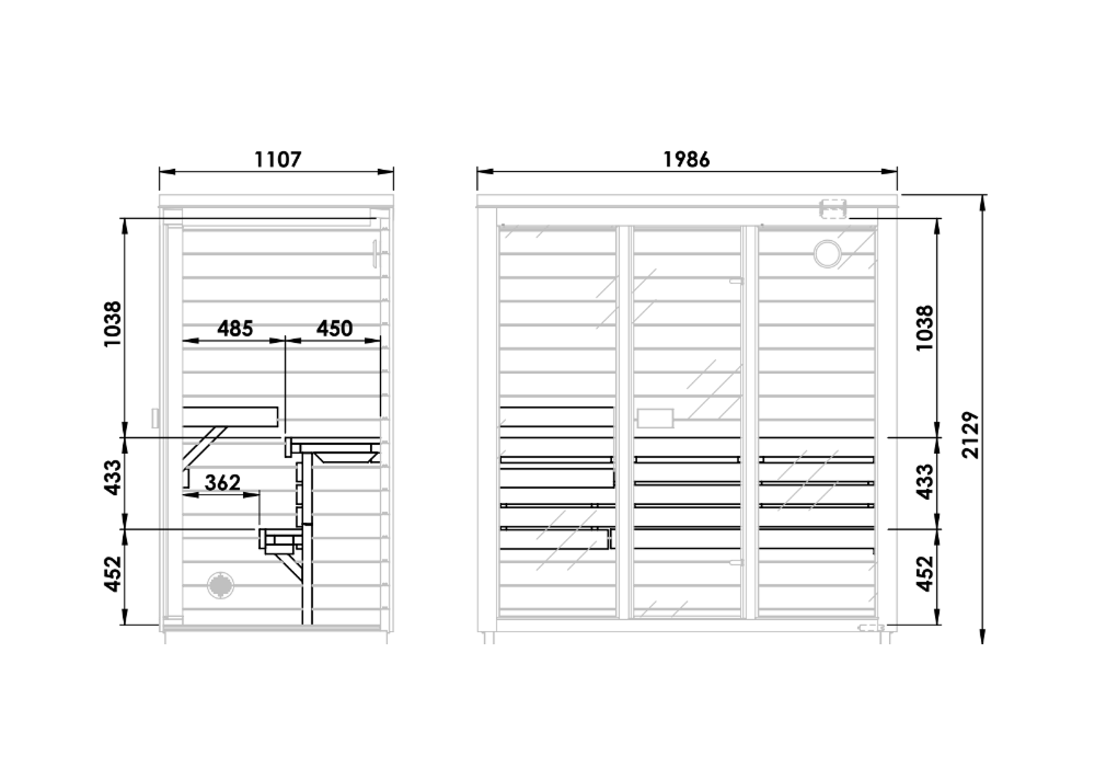 SaunaSupply 3-4 Person Outdoor Thermowood Cube Sauna - ELLA Black Edition | Includes Heater & Accessories