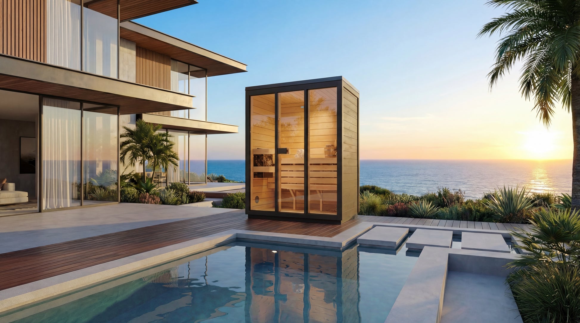 SaunaSupply 3-4 Person Outdoor Thermowood Cube Sauna - ELLA Black Edition | Includes Heater & Accessories