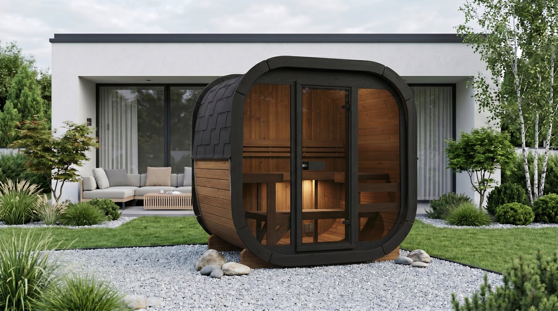 Outdoor Premium Thermowood Cube Sauna - ALASKA 130 M Edition | Home & Garden (4-Person)