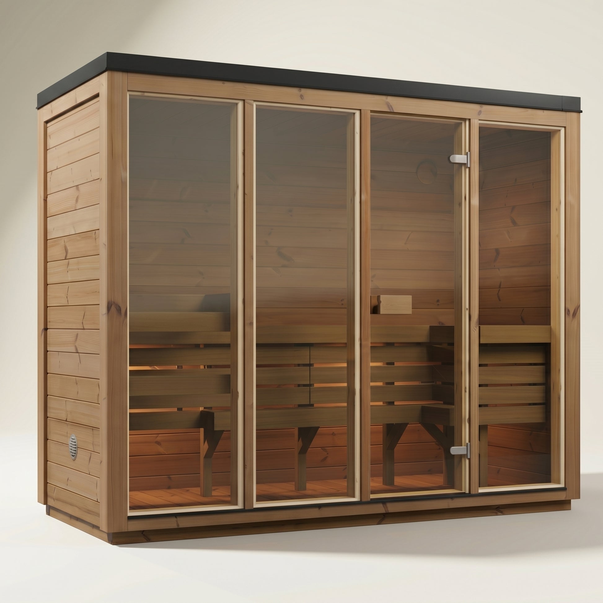 4-Personen Outdoor Premium Thermoholz Würfel-Sauna - ELLA XL Edition | Haus & Garten | Inklusive SupiOil Schutz