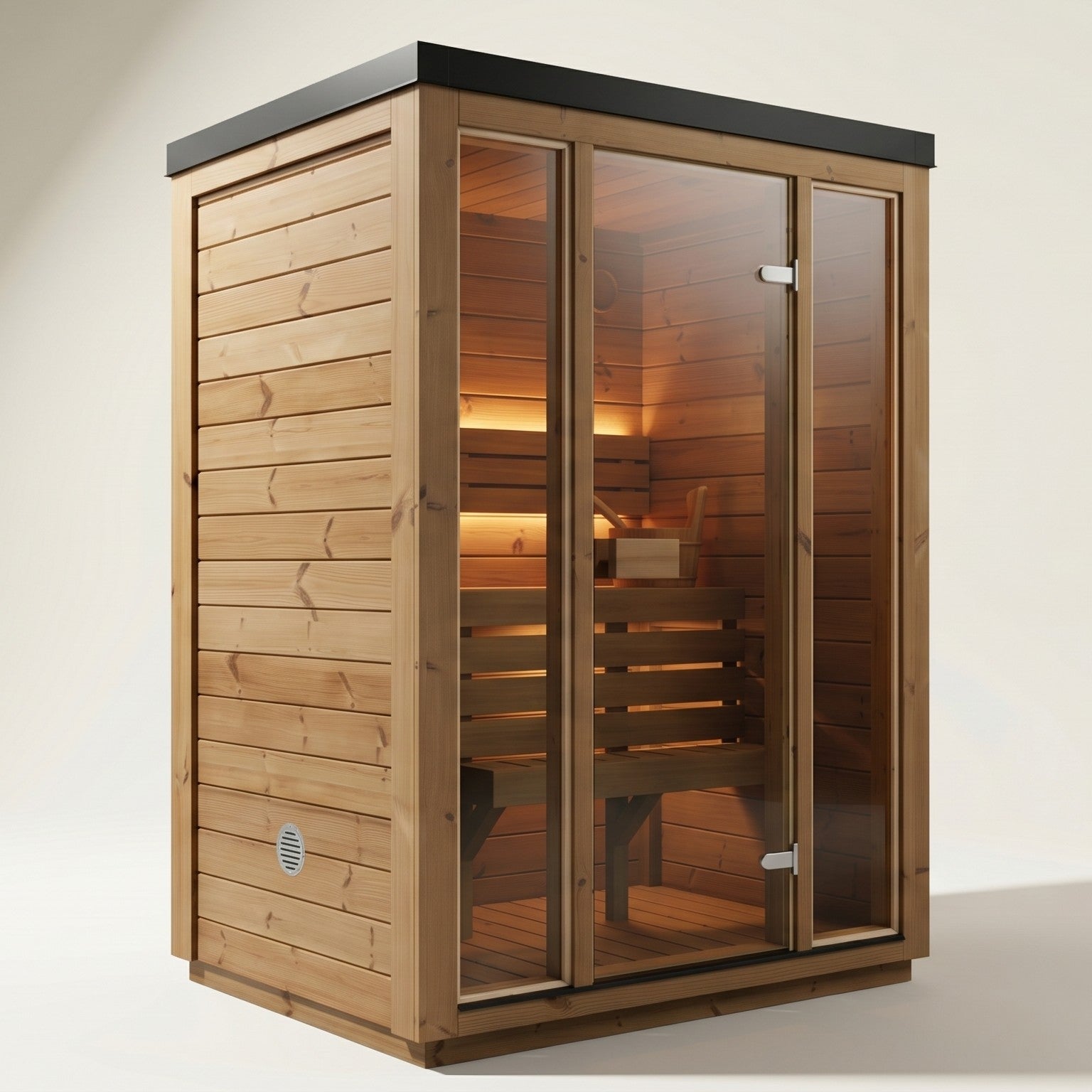 2-Personen Outdoor Premium Thermoholz Würfel Sauna - ELLA Kompakt Edition | Haus & Garten | Inklusive SupiOil Schutz (neu)