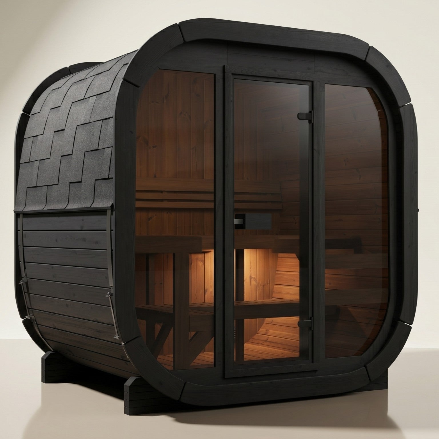 Outdoor Premium Thermowood Cube Sauna - ALASKA 160 L Black Edition | Home & Garden (4-5 Person)