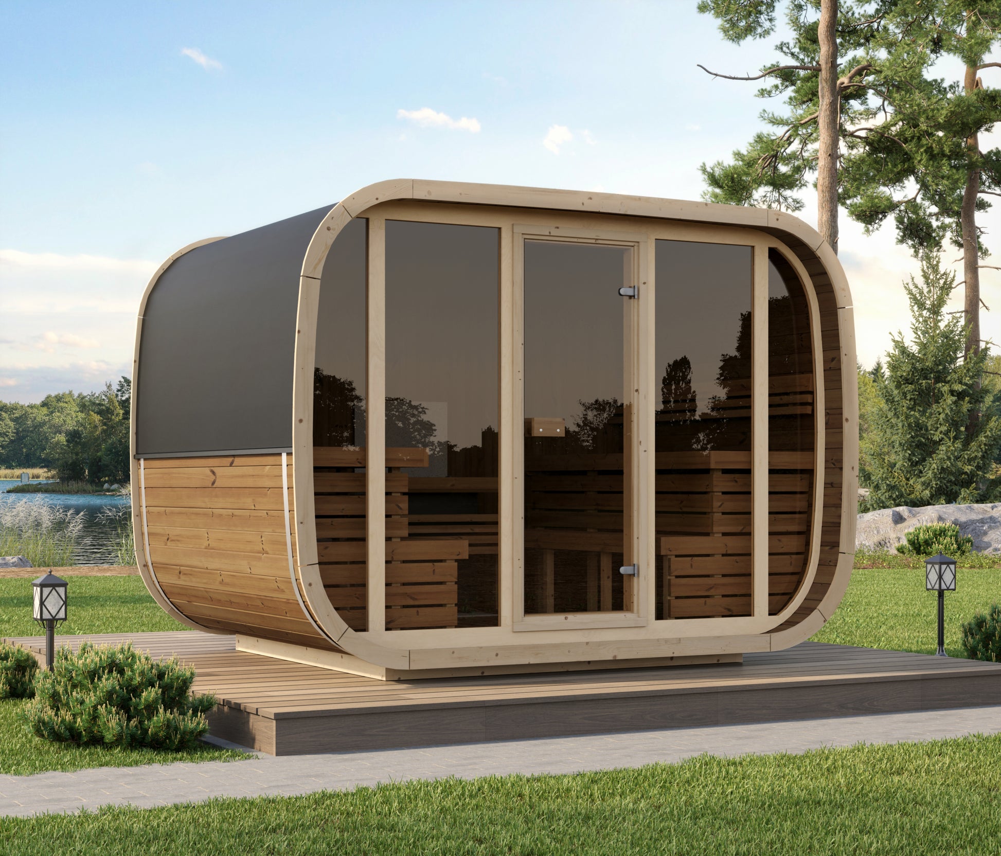 SaunaSupply KLAAR W1.1 Thermowood Outdoor Sauna - 6 Person