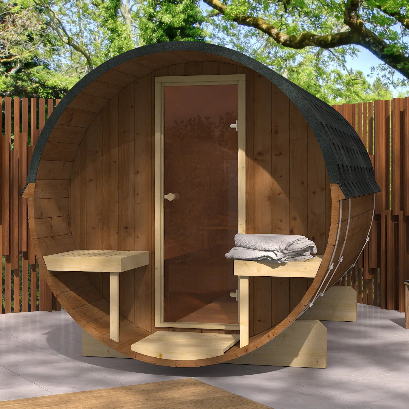 SaunaSupply EDA 280 Thermowood Outdoor Barrel Sauna - 4-6 People