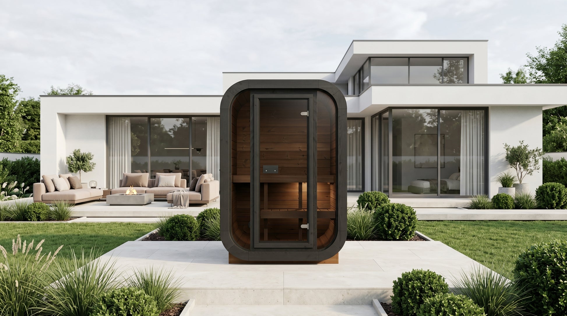 2 Person Outdoor Premium Thermowood Cube Sauna Bundle - SKOG Edition | Home & Garden | Includes Harvia BC60 Heater & LED Lights